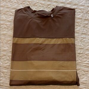 Orange Brown and Tan Striped Men's XL Longsleeve Shirt